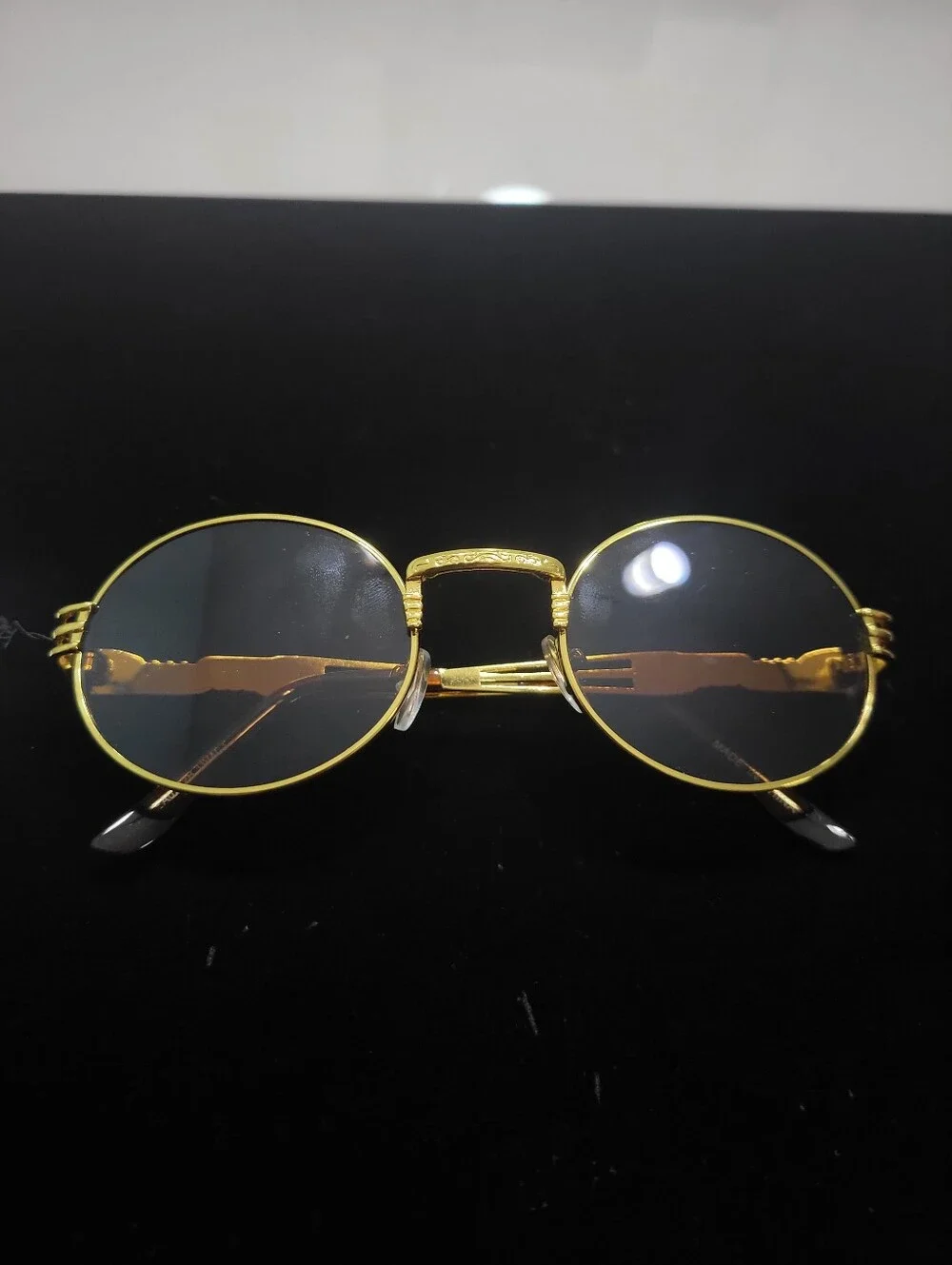 Unisex Gold Round Metal Frame Sunglasses - Brown Lenses
